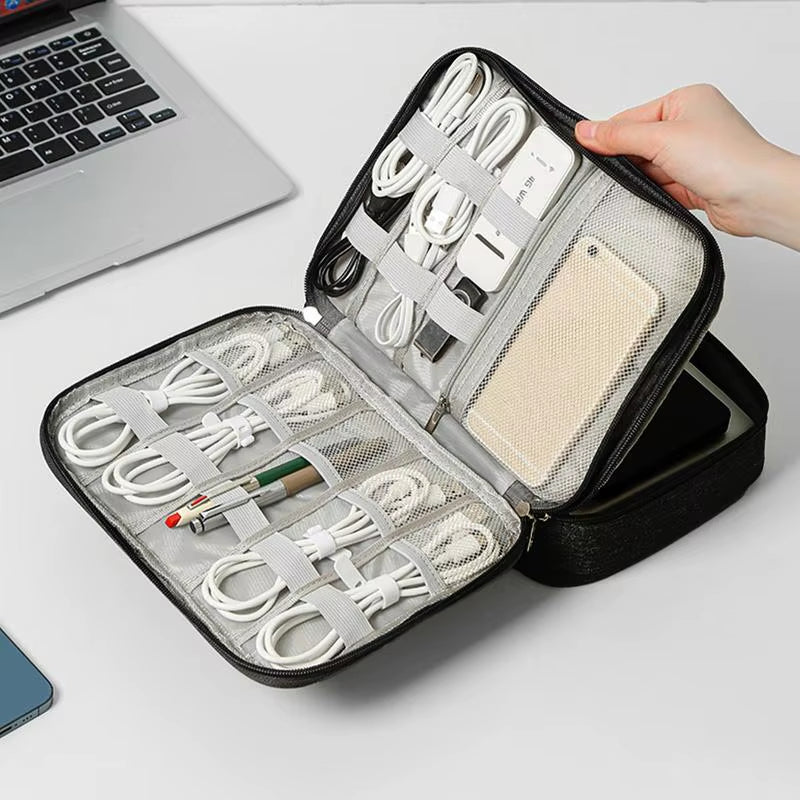 Electronics Organizer Travel Case Compact Waterproof Electronics Organizer Case Travel Essentials Cable Storage Bag for Mini