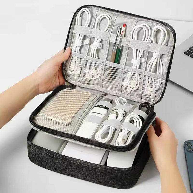 Electronics Organizer Travel Case Compact Waterproof Electronics Organizer Case Travel Essentials Cable Storage Bag for Mini