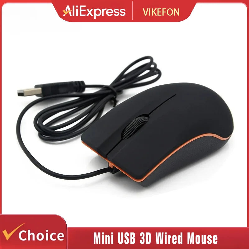 Mini USB Wired Mouse, 1000 DPI Optical Gaming Mouse, Suitable for Laptops and Desktop Computers