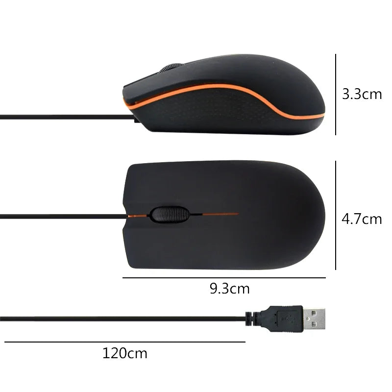 Mini USB Wired Mouse, 1000 DPI Optical Gaming Mouse, Suitable for Laptops and Desktop Computers